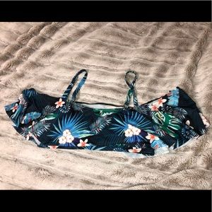 SHEIN plus tropical flounce bikini top